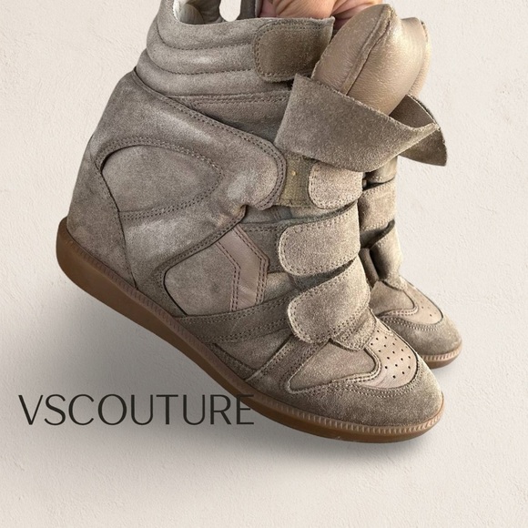 👟 Isabel Marant Bekett Wedge Sneakers – Taupe Suede - Picture 1 of 6